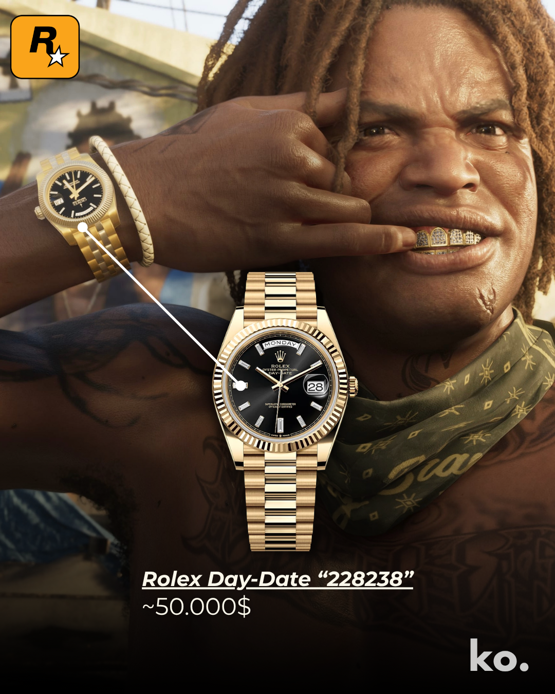 GTA VI — Rolex Day-Date 228238, ~50.000$