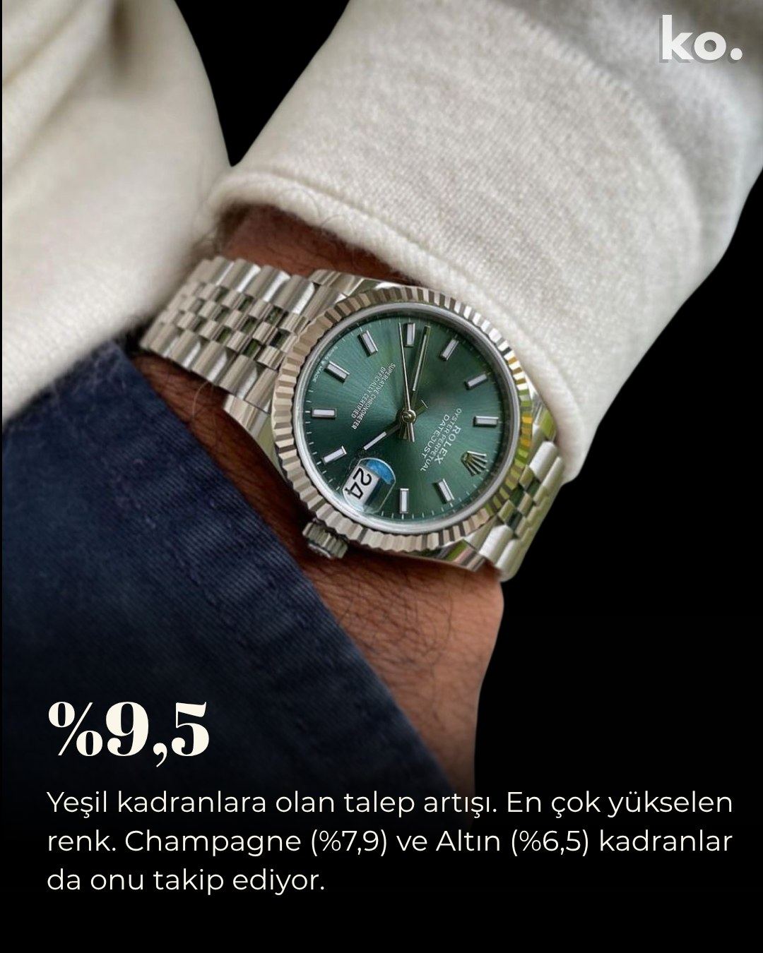 Rolex Datejust yeşil kadran