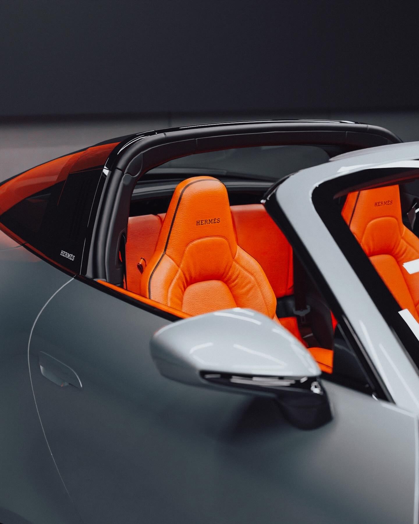 Porsche 911 Targa 4 GTS Hermès Edition, Hermès dokumalı koltuk detayı